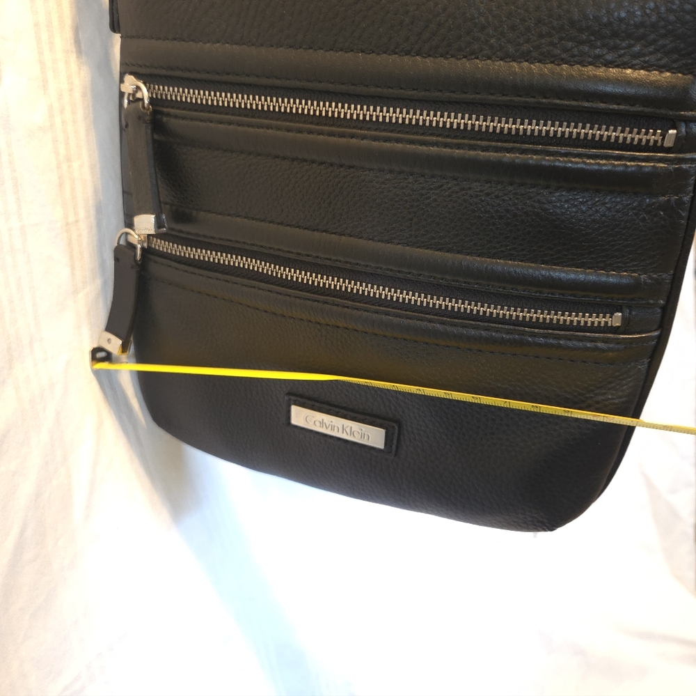 Calvin Klein Black Leather Crossbody with Silver Accents - Picture 5 of 10